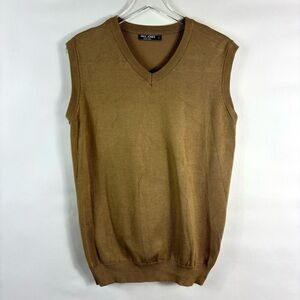 Paul jones mens sweater vest M tan camel v-neck classic neutral luxury academia